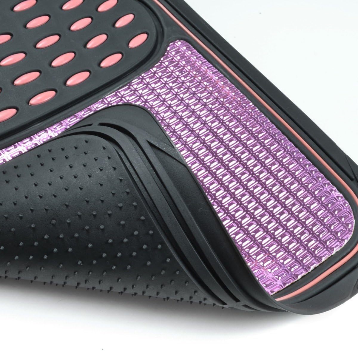 BDK 2 Tone Black & Pink Floor Mats for Cars - Metallic Top Finish Car Mats for Women & Heavy Duty Pink Car Accessories for Women - Cute Car Mats with Anti-Slip Grip Girly Mats for Cars, SUV, & Van - Image 5