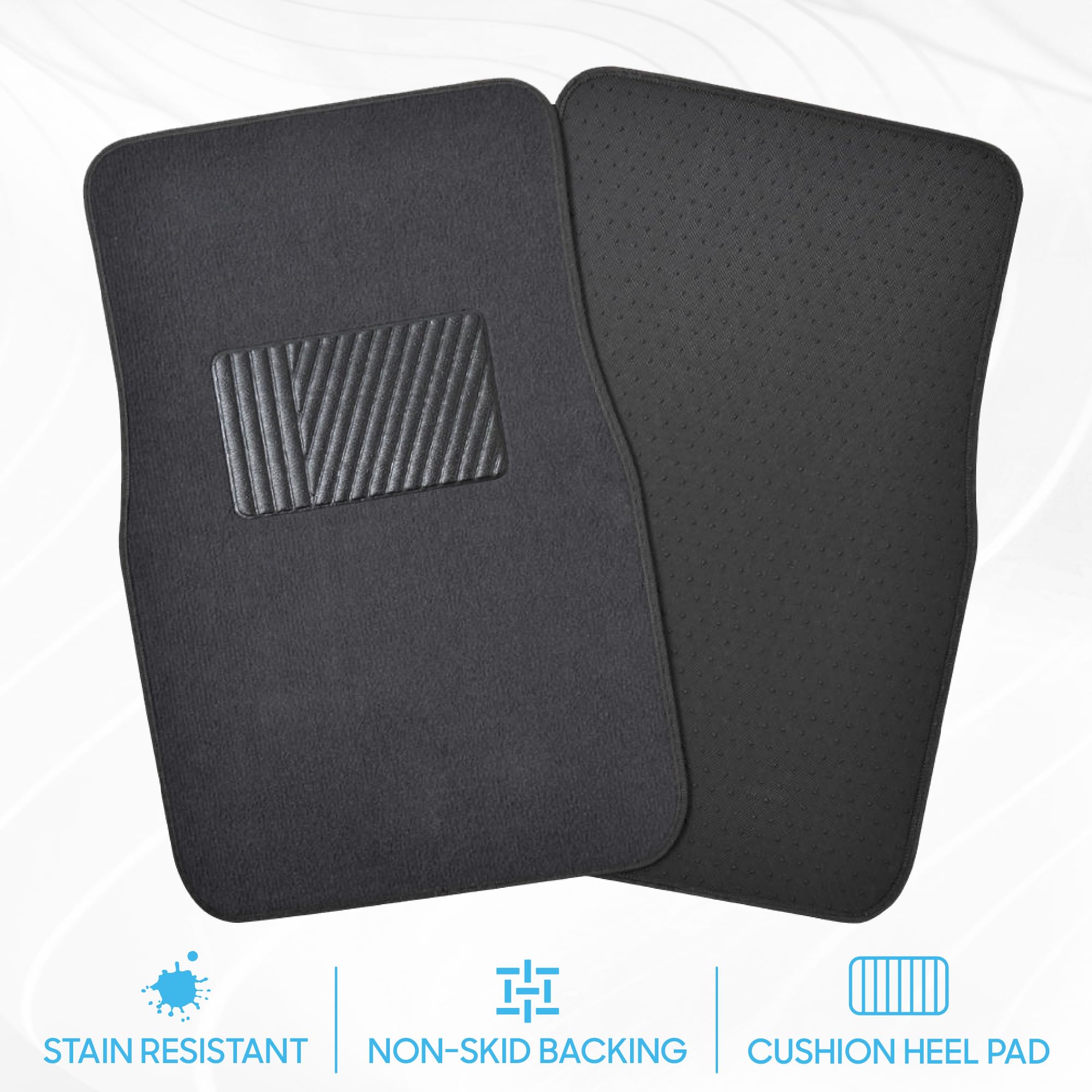 BDK Classic Carpet Floor Mats for Car & Auto - Universal Fit -Front & Rear with Heelpad (Charcoal) - MT100CC - Image 3
