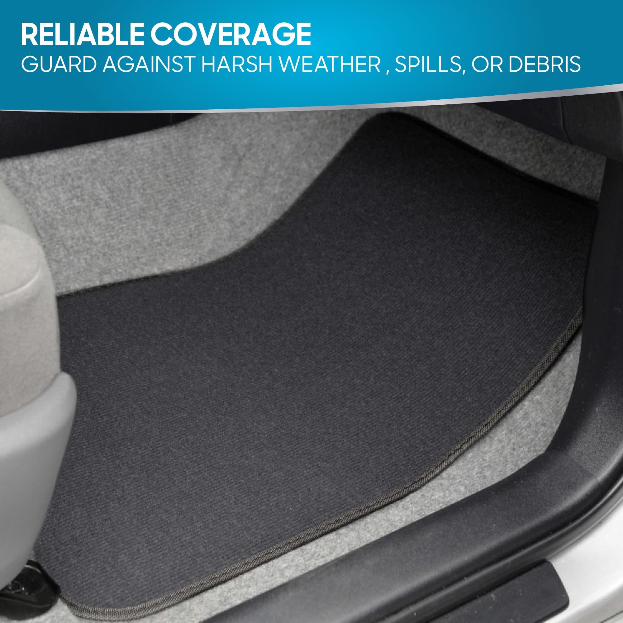 BDK Classic Carpet Floor Mats for Car & Auto - Universal Fit -Front & Rear with Heelpad (Charcoal) - MT100CC - Image 5