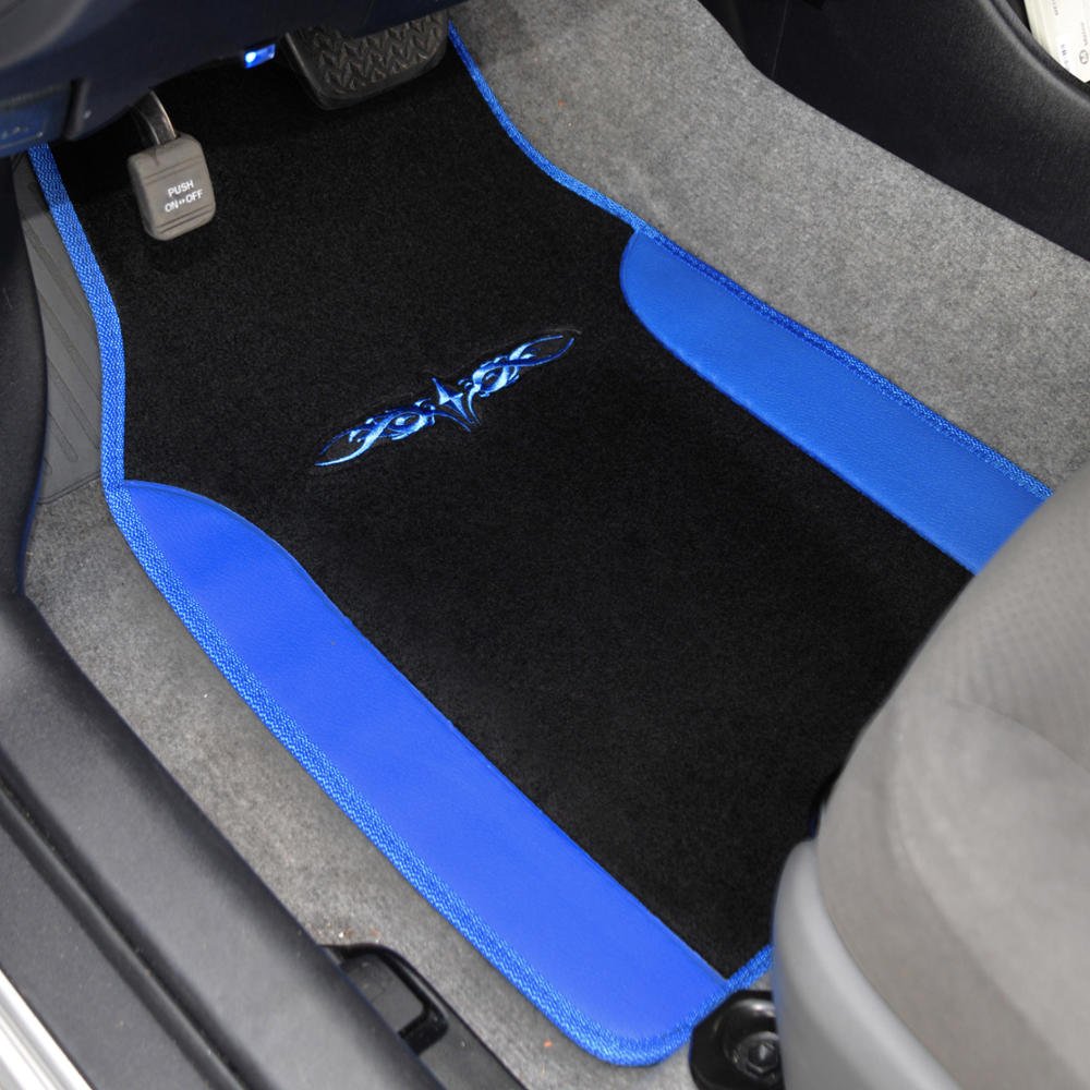 BDK Fresh Carpet Floor Mats, Color Tribal Tattoo Design Vinyl Trim for Car Sedan Truck SUV, Front & Rear Set of 4 Universal Fit, Tattoo Blue (MT-201-BL) - Image 3