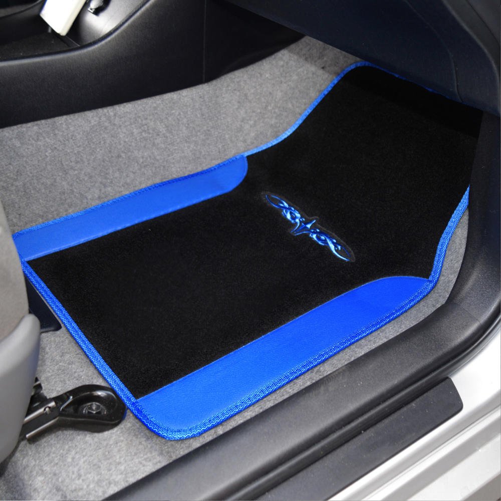 BDK Fresh Carpet Floor Mats, Color Tribal Tattoo Design Vinyl Trim for Car Sedan Truck SUV, Front & Rear Set of 4 Universal Fit, Tattoo Blue (MT-201-BL) - Image 4