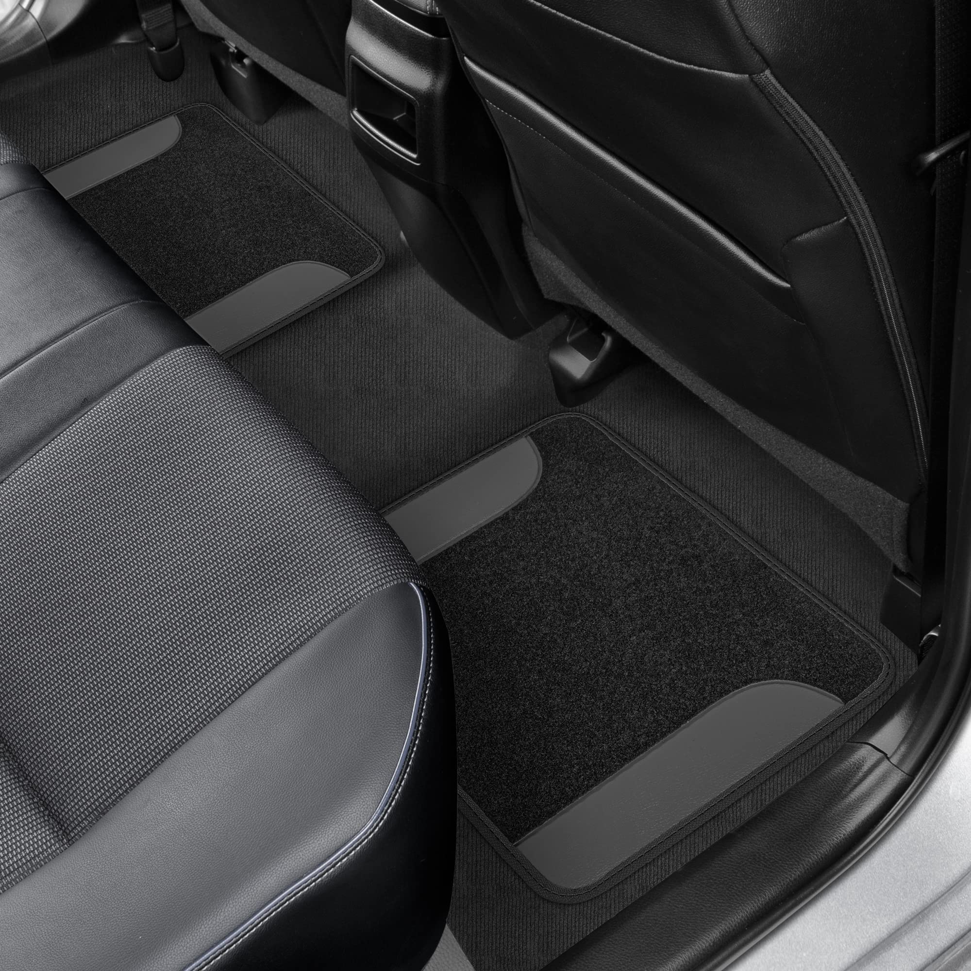 BDK Floor Mats for Cars, Two-Tone Carpet Car Floor Mats with Faux Leather Accents, Automotive Floor Mat Set with Built-In Heel Pad, Stylish Interior Car Accessories (Gray) - Image 7