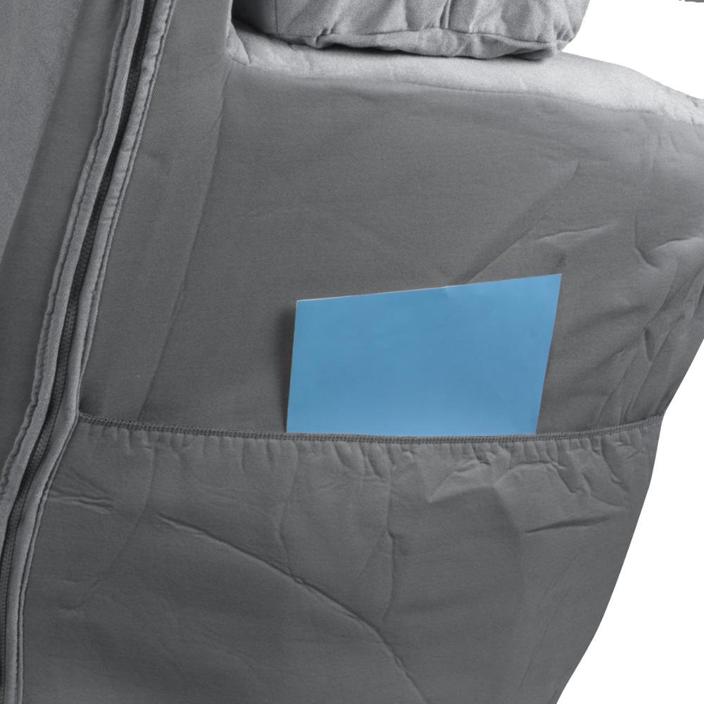 BDK Velour Fabric 2-Pack Front Seat Covers for Pick-Up Trucks, Trucks, Vans with Integrated Seat Belt, Integrated Arm Rest, Detachable Headrest - Gray - Image 8