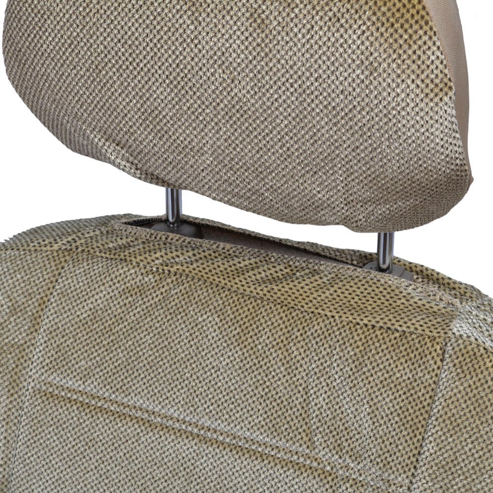 BDK Beige Dotted Cloth Regal Style 4 Piece Premium Low Back Auto Seat Covers - Image 5